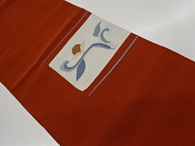 JAPANESE NAGOYA OBI / WOVEN ABSTRACT FLOWER ARABESQUE